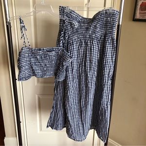 J Crew Gingham Two Piece Set: Crop Top and Skirt, Size XL